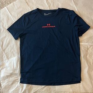Under Armour Boy’s Dark Blue Tee with orange Logo